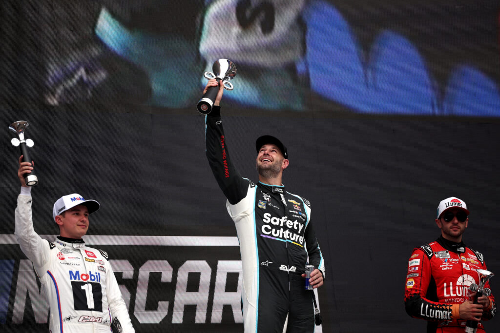 Shane Van Gisbergen, Christopher Bell and Chase Elliott Celebrate NASCAR Viva Mexico 250 Podium – Mexico City, June 2025