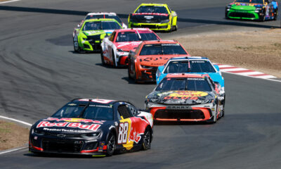 Shane Van Gisbergen 88 Red Bull Chevrolet leads NASCAR Cup Toyota Save Mart 350 at Sonoma Raceway California